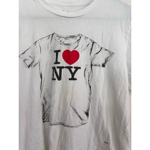 Paste Women's White I Love New York Crew Neck Short Sleeves T-Shirt Size Medium - Picture 4 of 5